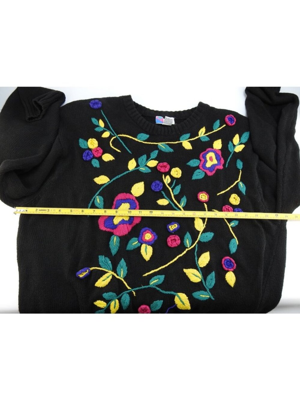 Vintage Lindsey Blake Editions Floral Embroidered Ramie Cotton Sweater Plus 24W - Picture 4 of 7